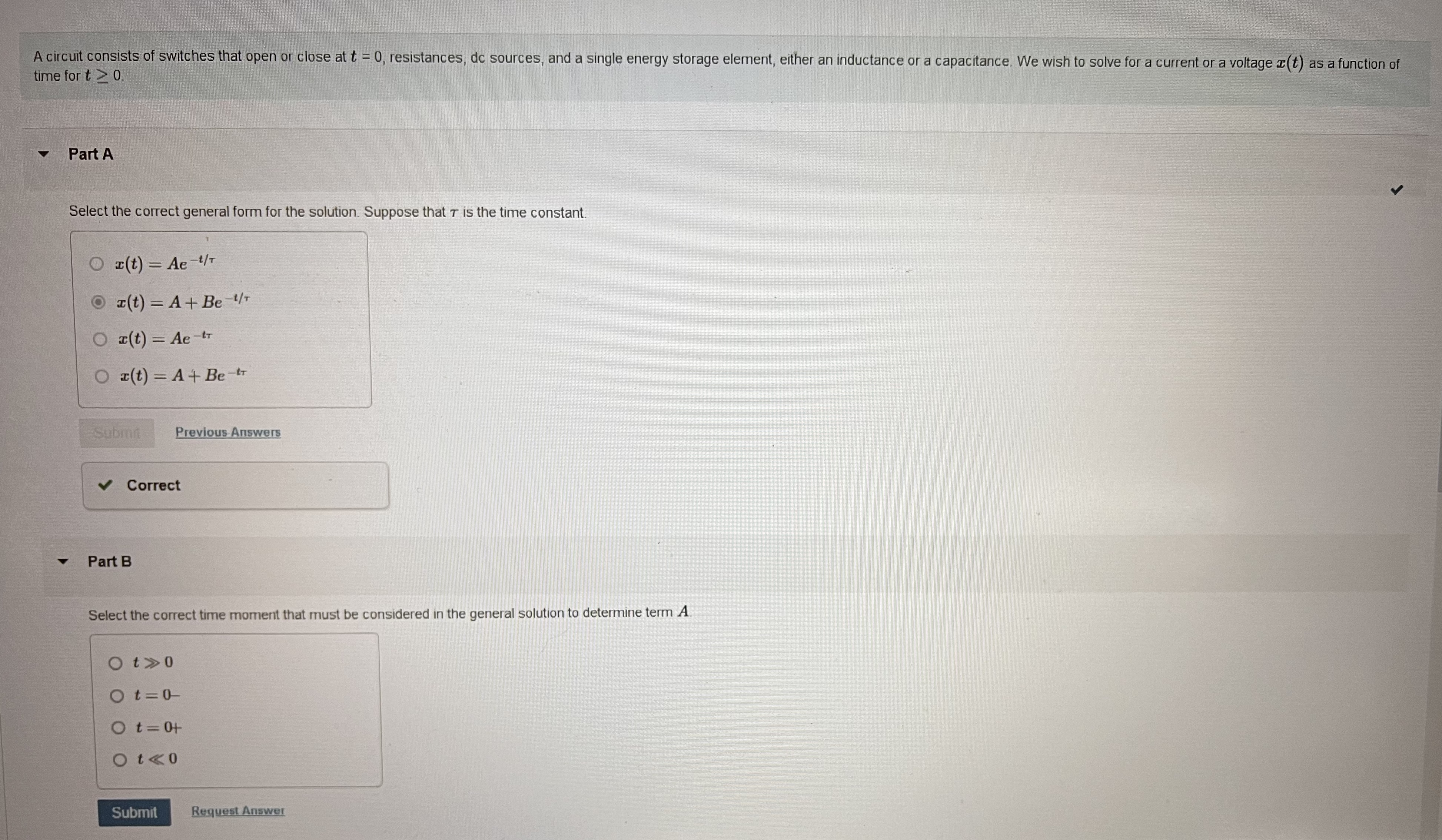 Solved Part BSelect the correct time moment that must be