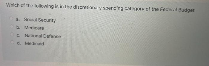 Solved Which Of The Following Is In The Discretionary | Chegg.com