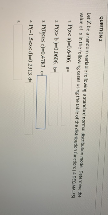 Solved QUESTION 2 Let Z be a random variable following a | Chegg.com