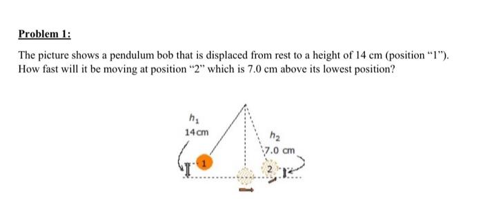 Solved Problem 1: The Picture Shows A Pendulum Bob That Is | Chegg.com