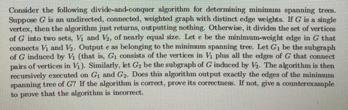 Solved Consider the following divide-and-conquer algorithm | Chegg.com