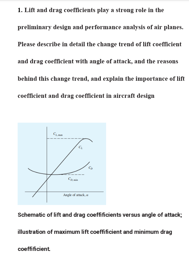 Solved 1. Lift and drag coefficients play a strong role in | Chegg.com