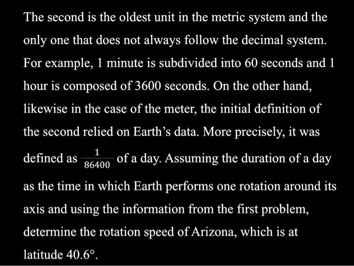 Solved The second is the oldest unit in the metric system | Chegg.com