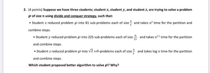 Solved 2. (4 points) Suppose we have three students; student | Chegg.com