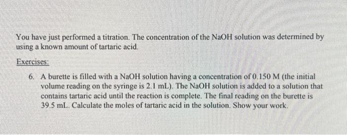 Solved You have just performed a titration. The | Chegg.com