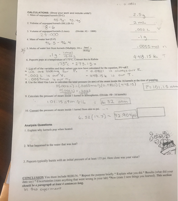Solved Analyzing the "pop" in popcorn Date 130320 Per. sth