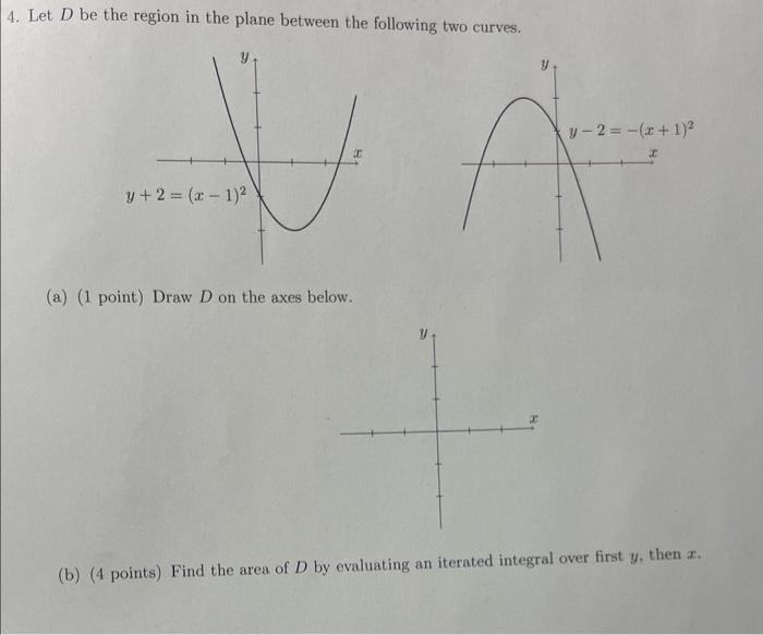 Solved 4. Let D be the region in the plane between the | Chegg.com