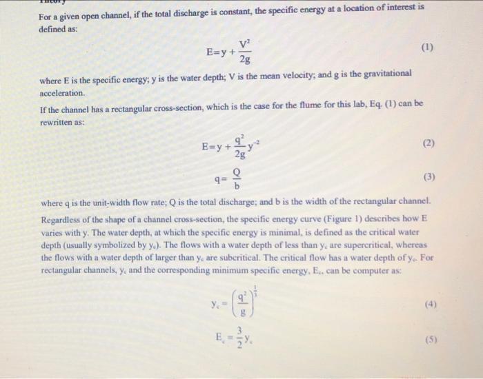 Solved For a given open channel, if the total discharge is | Chegg.com