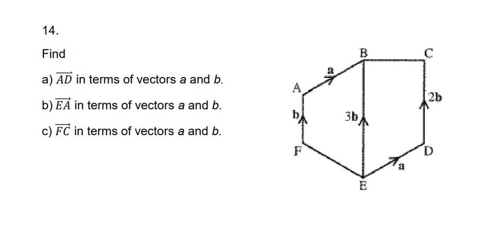 Solved 14. Find A) AD In Terms Of Vectors A And B. B) EA In | Chegg.com