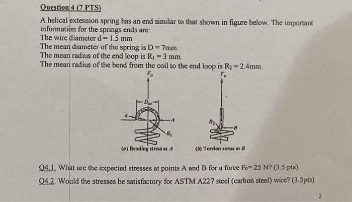 Solved A helical extension spring has an end similar to that | Chegg.com