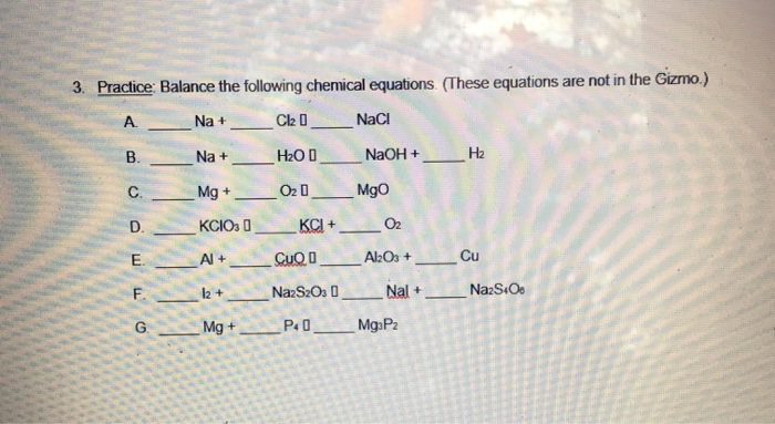 Chemical Equations Gizmo Worksheet Answer Key - Tessshebaylo