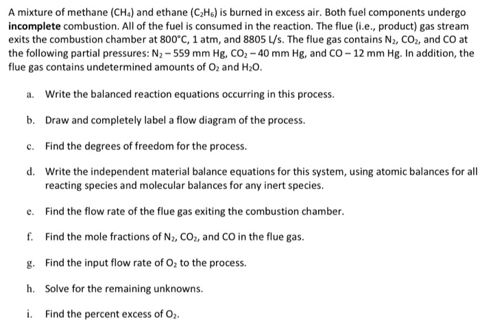 Solved A Mixture Of Methane Ch And Ethane C H Is Burned Chegg Com