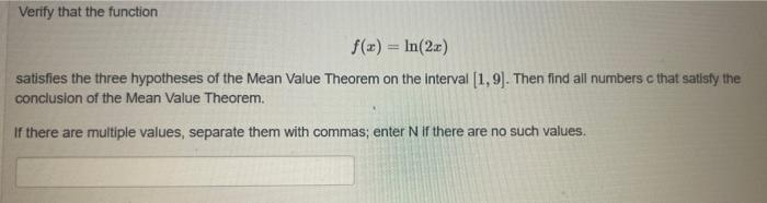 Solved Verify That The Function F X X2−3x 2 Satisfies The