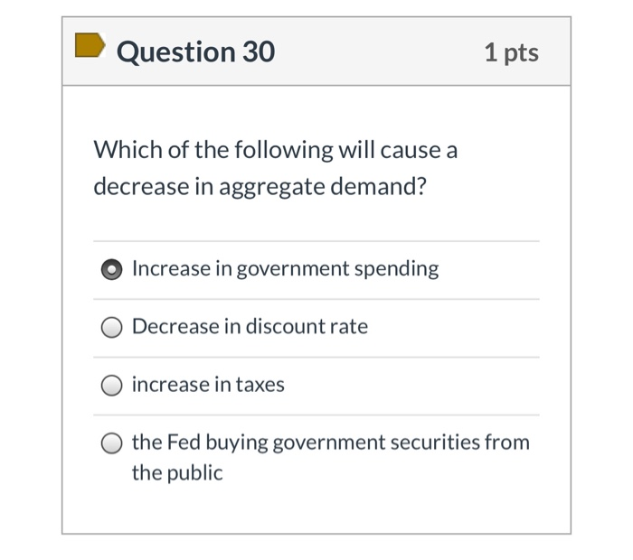 Solved Question 30 1 pts Which of the following will cause a | Chegg.com