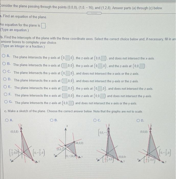 Solved Consider the plane passing through the points | Chegg.com