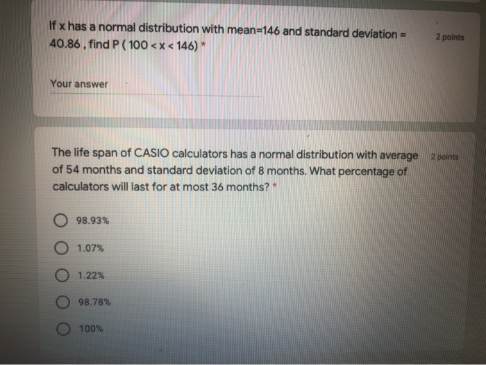 Casio normal distribution hot sale