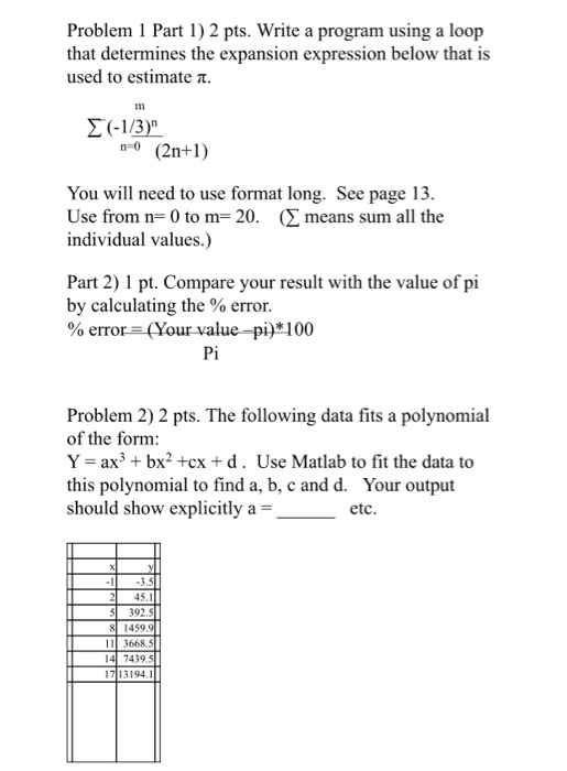 Solved Problem 1 Part 1) 2 pts. Write a program using a loop | Chegg.com