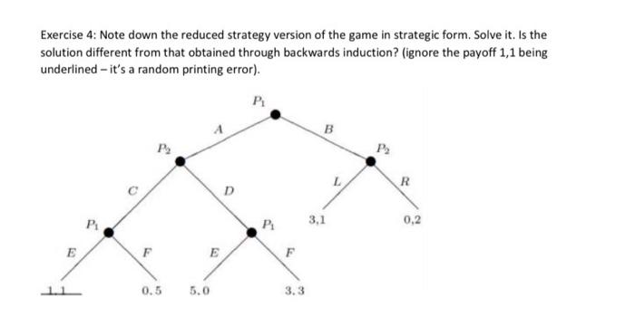 Solved Exercise 4: Note down the reduced strategy version of | Chegg.com