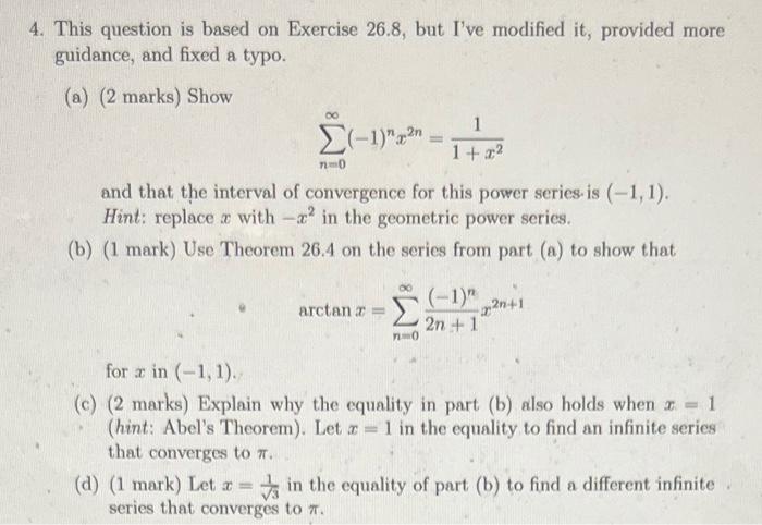 This question is based on Exercise 26.8, but I've | Chegg.com