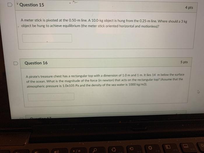 Solved Question 15 4 pts A meter stick is pivoted at the | Chegg.com