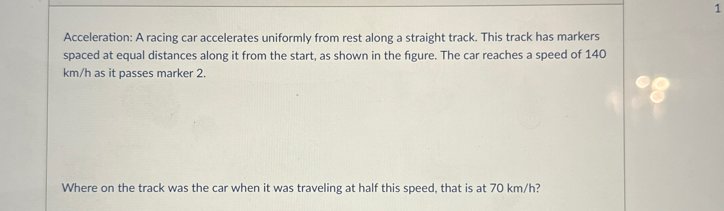 Solved Acceleration A racing car accelerates uniformly from