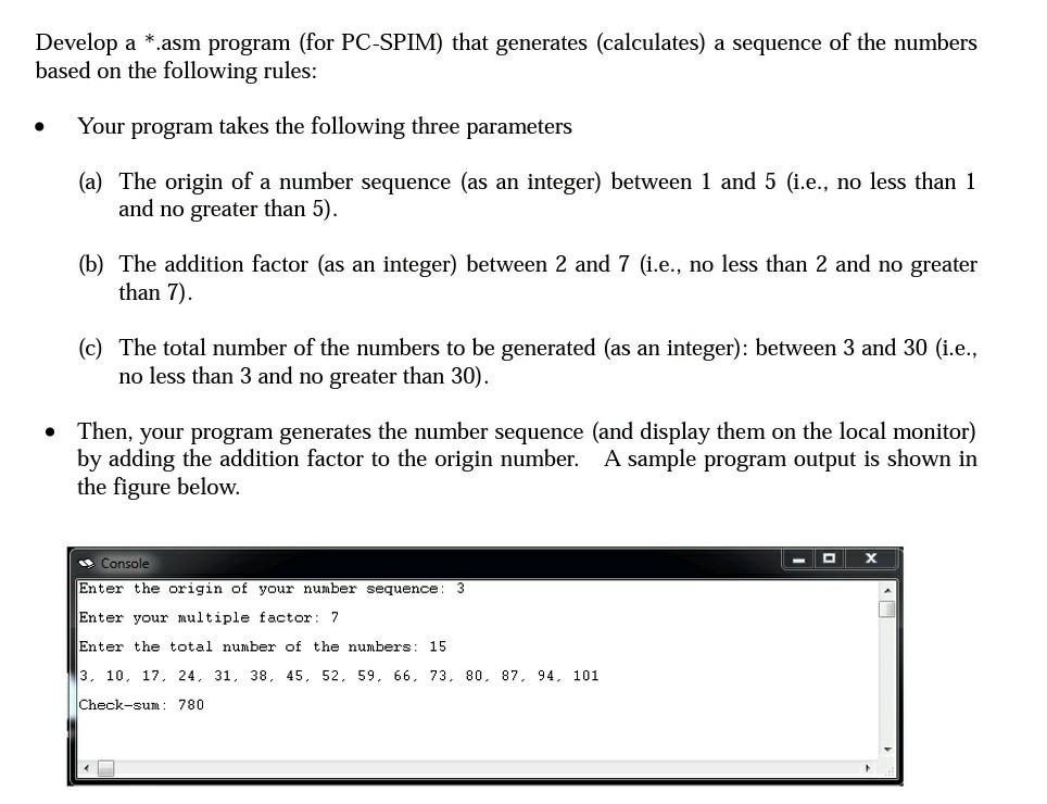 Solved Develop a *.asm program (for PC-SPIM) that generates | Chegg.com