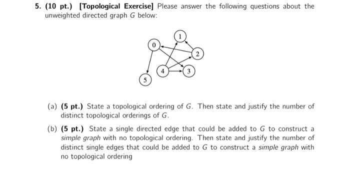 Solved 5. (10 Pt.) (Topological Exercise] Please Answer The | Chegg.com ...