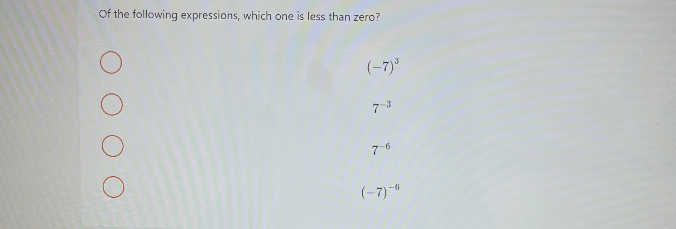 Solved Of the following expressions, which one is less than | Chegg.com
