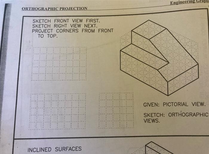 Solved Orthographic Projection Sketch Front View First. 