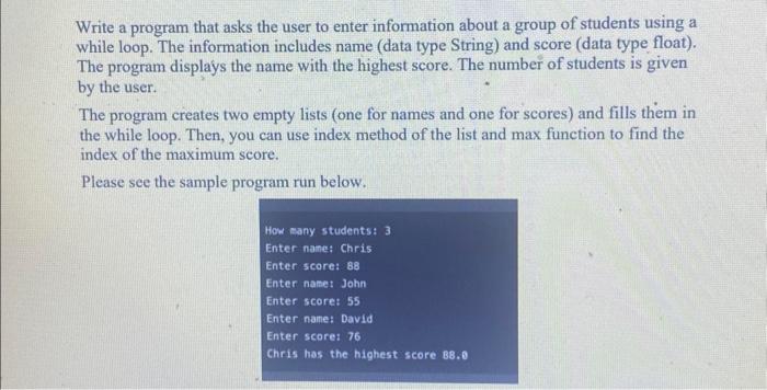 Solved Write a program that asks the user to enter | Chegg.com