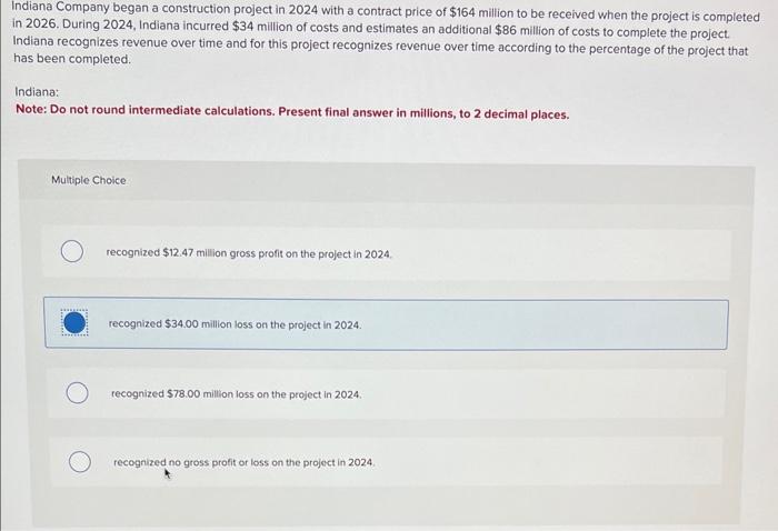 Solved Indiana Company Began A Construction Project In 2024 Chegg Com   Image