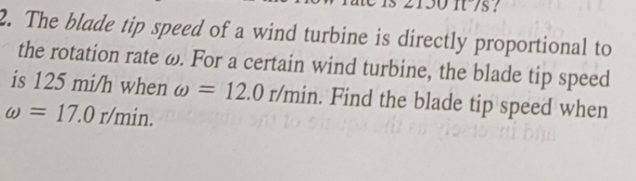 Solved The blade tip speed of a wind turbine is directly | Chegg.com