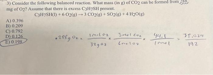 Solved C3H7SH(l)+6O2( g)→3CO2( g)+SO2( g)+4H2O(g) | Chegg.com