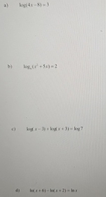 Solved Solve the following log | Chegg.com