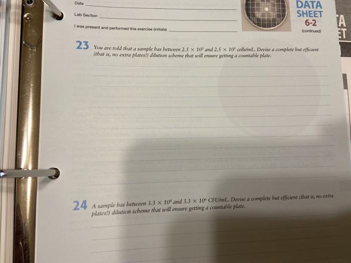Solved Date DATA SHEET Lab Section 6-2 I was present and | Chegg.com