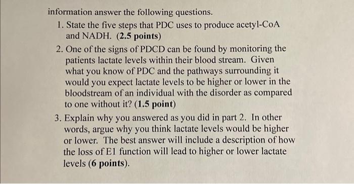 Solved Question The Pyruvate Dehydrogenase Complex Chegg Com