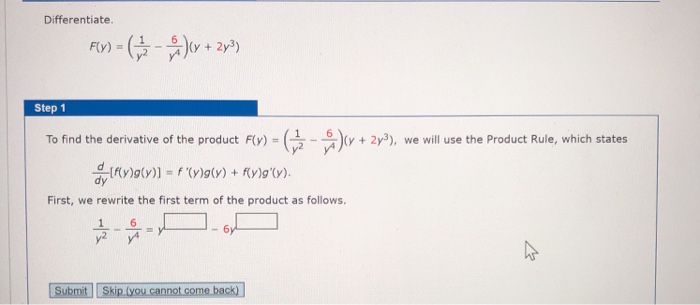 Solved Differentiate Fly 1 2 V 2y3 Step 1 To Fi Chegg Com