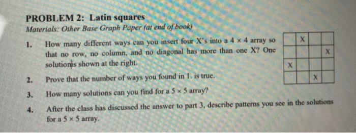 Solved PROBLEM 2: Latin squares Materials: Other Base Graph | Chegg.com