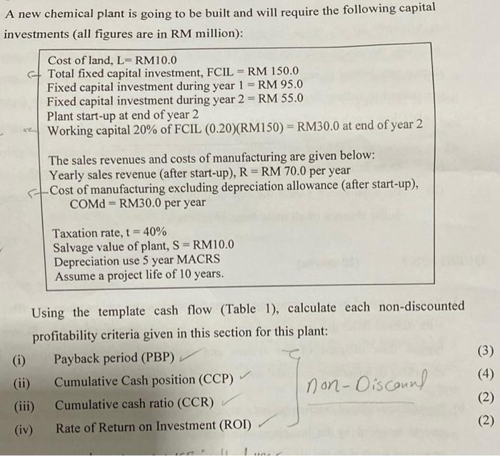 Solved A new chemical plant is going to be built and will | Chegg.com