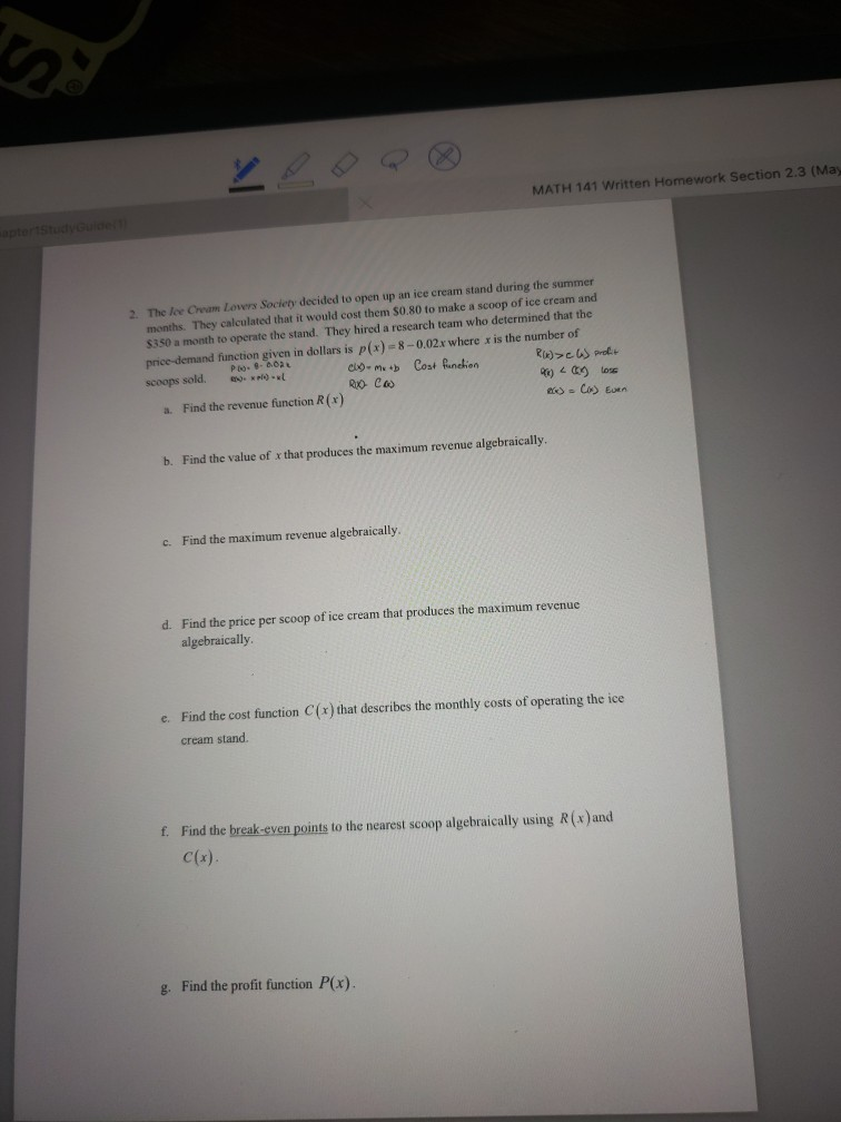 Solved A MATH 141 Written Homework Section 2.3 (May Apter | Chegg.com