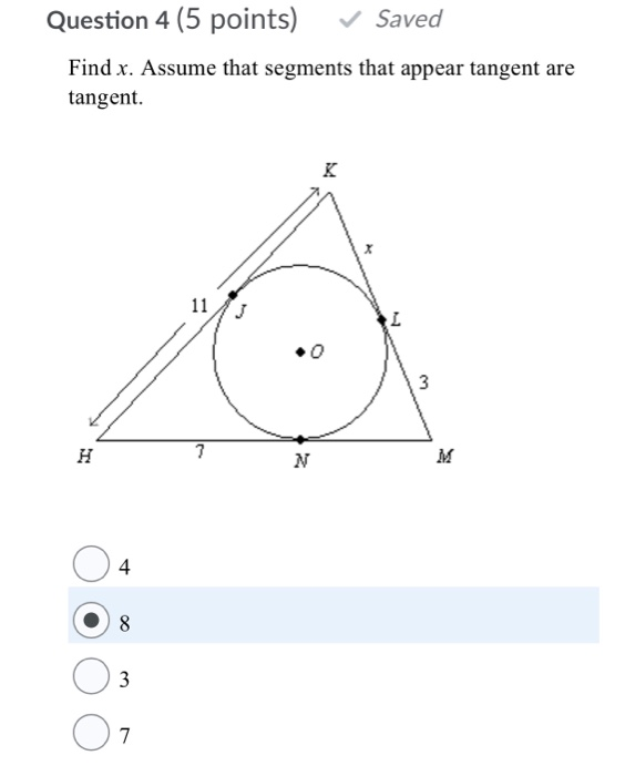 Find X Assume That Segments That Appear Tangent Are Chegg 