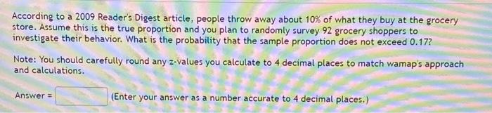 Solved According To A 2009 Reader's Digest Article, People | Chegg.com