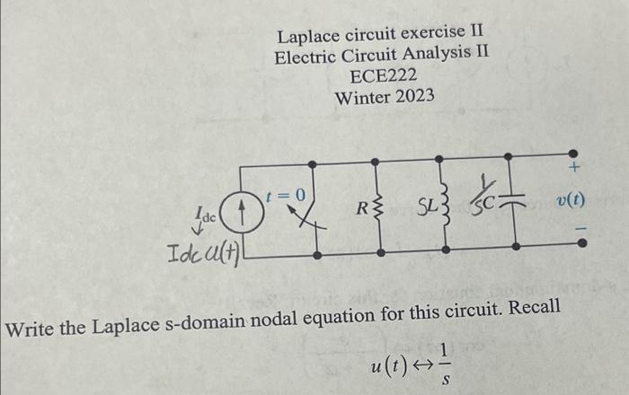 Solved Laplace Circuit Exercise II Electric Circuit Analysis | Chegg.com