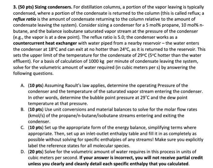 Solved 3. (50 pts) Sizing condensers. For distillation | Chegg.com