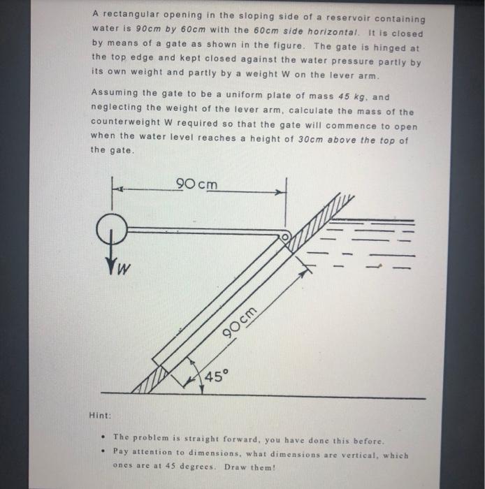 Solved A rectangular opening in the sloping side of a Chegg