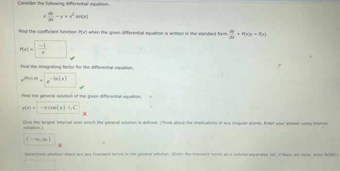 Solved Consider the following differential equation dy dx -v | Chegg.com