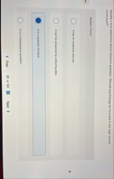 Solved Identify a true statement about research question, | Chegg.com