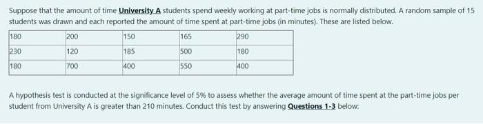 Solved Suppose that the amount of time University A students | Chegg.com