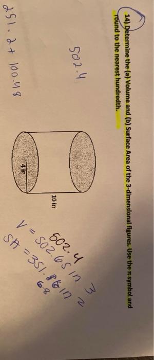 Solved 14) Determine The (a) Volume And (b) Surface Area Of | Chegg.com