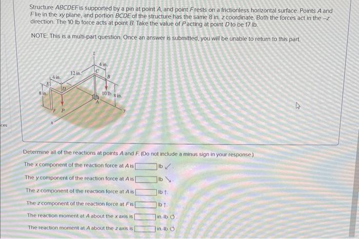 Solved Structure ABCDEF Is Supported By A Pin At Point A, | Chegg.com